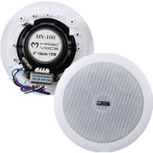 MagicVoice MV-160 16 CM 6" Tweeterli Beyaz Trafolu Alçıpan Tavan Hoparlör