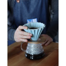 Mujo Coffee V60 Ahşap Standlı Seramik Dripper Kahve Potu Seti Vol1