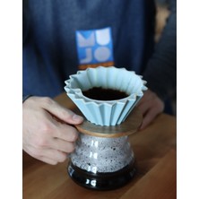 Mujo Coffee V60 Ahşap Standlı Seramik Dripper Kahve Potu Seti Vol1