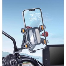 Lanparte TX02-Z Ayna Bağlantılı Titreşim Engelleyici Metal Motosiklet Telefon Tutucu