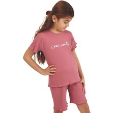 Kız Çocuk Love Baskılı Kısa Kollu Bisiklet Yaka 10/15 Yaş Takımı