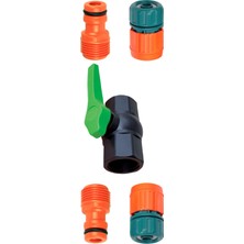 Nartan Bahçe Hortumu Jaklı Vana Bağlantı Seti 1/2" Yarım Parmak