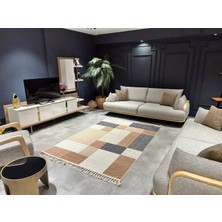 Çam Halı Side 1406 Sarı Iskandinav Desenli Koridor Halısı Kesme Yolluk Mutfak Halısı Modern Salon Halısı