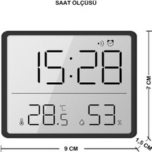 Umotech Dijital Mini Saat LCD Ultra Ince Mıknatıslı Buzdolabı Saati Alarmlı Nem ve Sıcaklık Göstergeli 9 x 7 cm