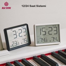 Umotech Dijital Mini Saat LCD Ultra Ince Mıknatıslı Buzdolabı Saati Alarmlı Nem ve Sıcaklık Göstergeli 9 x 7 cm