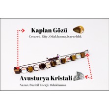 EQ Design Enerji Dengeleyici Kaplan Gözü & Avusturya Kristali Bileklik – Şık & Doğal, Ayarlanabilir Kadın Bileklik