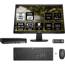 Hp Pro Mini 400 G9 Intel Core I5 14500T 96GB 512GB SSD 21.5" Fhd Monitör Windows 11 Pro Mini Masaüstü Bilgisayar & Per4 USB Bellek 9H6W8ETMNT417