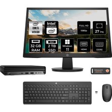 Hp Pro Mini 400 G9 Intel Core I5 14500T 32GB 2tb SSD 27" Fhd Monitör Windows 11 Pro Mini Masaüstü Bilgisayar & Per4 USB Bellek 937R4EAMNT399