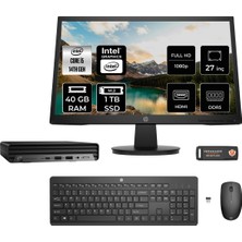 Hp Pro Mini 400 G9 Intel Core I5 14500T 40GB 1tb SSD 27" Fhd Monitör Fdos Mini Masaüstü Bilgisayar & Per4 USB Bellek 9H6W8ETMNT323