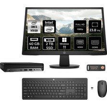 Hp Pro Mini 400 G9 Intel Core I5 14500T 40GB 2tb SSD 23.8" Fhd Monitör Windows 11 Pro Mini Masaüstü Bilgisayar & Per4 USB Bellek 9H6W8ETMNT404