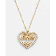 Meks Jewels 14 Ayar Altın Kalpli Yaşam Ağacı Kolye