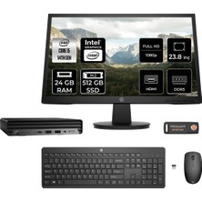 Hp Pro Mini 400 G9 Intel Core I5 14500T 24GB 512GB SSD 23.8" Fhd Monitör Fdos Mini Masaüstü Bilgisayar & Per4 USB Bellek 937R4EAMNT312