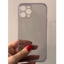 Qans Bilişim iPhone 12 Pro Max Mor Şeffaf Simli Kılıf