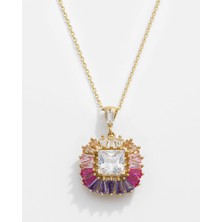 Meks Jewels 14 Ayar Altın Trapez Taşlı Kolye