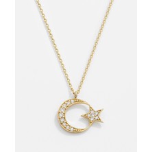 Meks Jewels 14 Ayar Altın Ay Yıldız Kolye