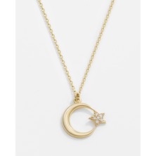 Meks Jewels 14 Ayar Altın Ay Yıldız Kolye