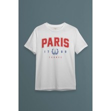 Beyaz T-Shirt Paris Fransa City France Şehir Kısa Kollu Baskılı Unisex Tişört