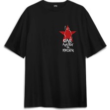 Siyah Oversize Tişört Rage Against The Machine Ratm Music Rock Metal Sırt Ön Baskılı Unisex T-Shirt