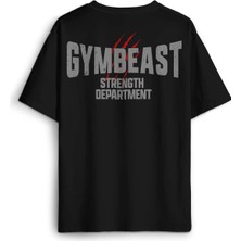 Gymbeast Strength Department Fitness Spor Gym Baskılı Oversize T-Shirt Siyah Unisex Tişört