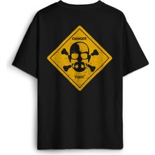 Erkek Oversize Tişört Breaking Bad Dizi Movie Tehlike Ön Sırt Baskılı Pamuk Siyah T-Shirt