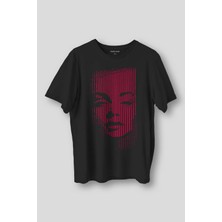 Siyah Tişört Marilyn Monroe Siluet Kısa Kollu Bisiklet Yaka Unisex T-Shirt