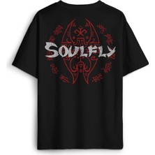 Soulfly Metal Music Rock Müzik Pamuklu Baskılı Oversize T-Shirt Siyah Unisex Tişört