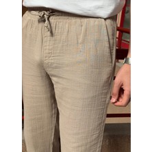 Bel Lastikli, Bağcıklı, Oversize Fit, %100 Pamuklu Müslin Dokuma, Yazlık&baharlık Pantolon 295