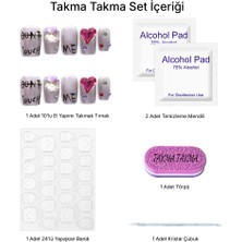 Takma Takma 10'lu Gri Kısa Balerin TT0980 Tekrar Kullanılabilir El Yapımı Protez Takma Tırnak - Gri-S