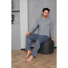 Yuvarlak Yaka %100 Pamuk Regular Kalıp Erkek Pijama Takımı 983