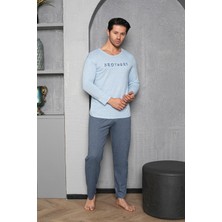 Yuvarlak Yaka %100 Pamuk Regular Kalıp Erkek Pijama Takımı 983