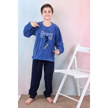 Yeni Sezon Sonbahar/kış Erkek Çocuk Skate Desenli Polar Pijama Takımı 4515