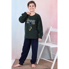Yeni Sezon Sonbahar/kış Erkek Çocuk Skate Desenli Polar Pijama Takımı 4515