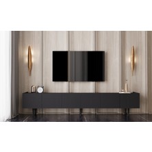 Enwood Mdf 6 Kapaklı Ahşap Ayaklı (120  cm  x 2 Adet) 240  cm  Tv Ünitesi