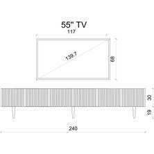 Enwood Mdf 6 Kapaklı Ahşap Ayaklı (120  cm  x 2 Adet) 240  cm  Tv Ünitesi