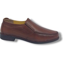 Zerhan 044 Erkek Taba Hakiki Deri Poli Taban Loafer Ayakkabı