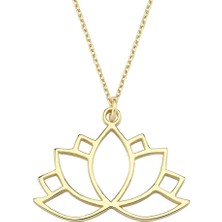 Ily Jewelry 14 Ayar Altın Kolye Lotus Çiçeği