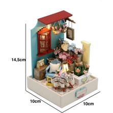 Kendin Yap Minyatür Çiçek Köşesi – LED Işıklı Ahşap Maket Hobi Seti | DIY Dekoratif Maket Ev Kiti
