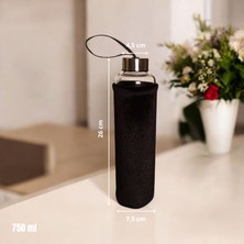 Panhera Kadife Kılıflı Borosilikat Cam Matara İçecek Şişesi 750 ml