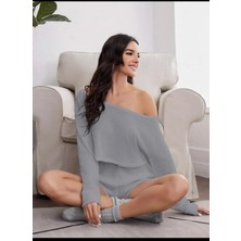 Mishka Homewears Kadın Gri Şortlu Pijama Takımı