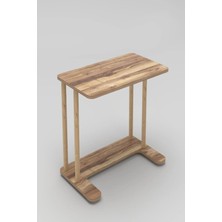 Laptop Sehpası Ham Ahşap Ayaklı Ahşap Tabla Demonte C-Sehpa Yan Koltuk Servis Sehpası 35X60