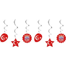 Alpjoy 23 Nisan Sarkıt Tavan Süs 6 Lı Çift Taraflı En Güzel Bayram -3 Adet Balon Hediyeli -