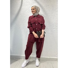Ikol Düğmeli Ceket Bordo