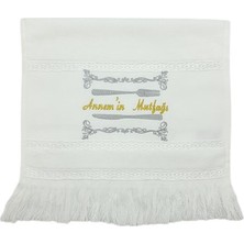 Nakışlı Kadife Beyaz El Havlusu Annemin Mutfağı 30 x 50  cm
