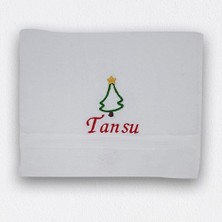 Isimli Çam Ağaçlı Yılbaşı Havlusu-Beyaz 30 x 50 cm