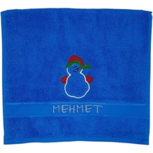 Isimli Yılbaşı Havlusu 2 Li Set Kardan Adan Gri Mavi 30 x 50 cm