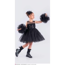 Magu Kız Çocuk Pon Pon Kollu Tütü Etekli Elbise