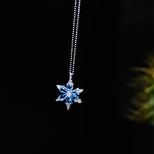 Star Silver Mavi Lotus Kolye 925 Ayar Gümüş