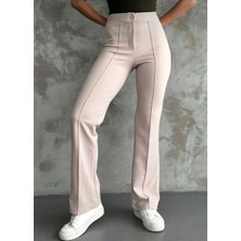 Likralı Önden Dikişli Beli Lastikli Palazo Pantolon