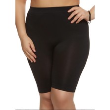 Kadın Büyük Beden Siyah Diz Altı Havuz ve Deniz Tayt ve Şortu