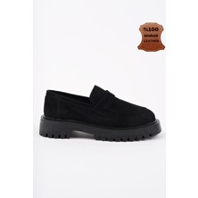 Muggo Paradise  Deri Kalın Taban Günlük Casual Makosen Kadın Loafer Ayakkabı